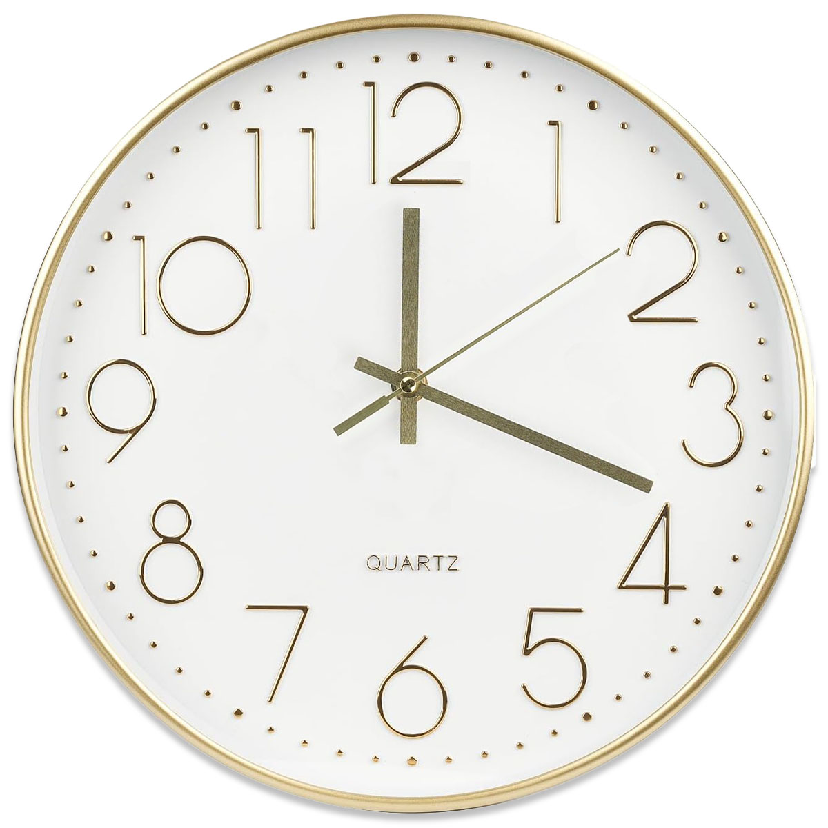 30cm moderne Wanduhr Weiß Gold Metall Optik Analog