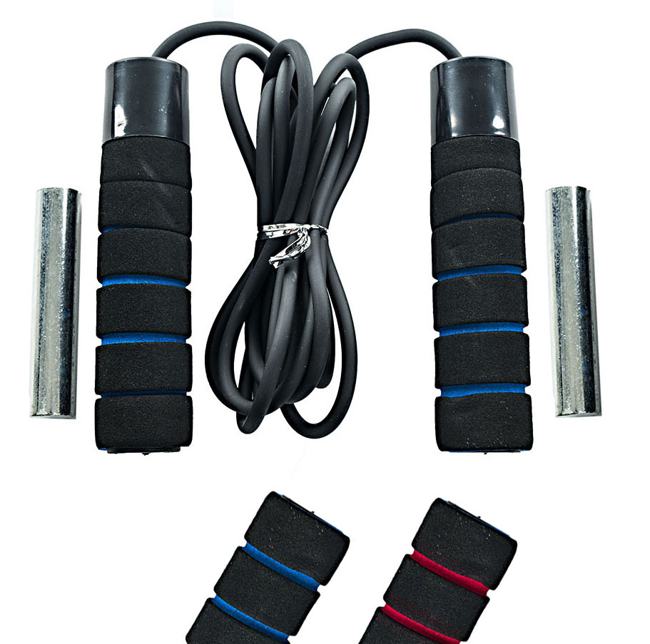 Springseil Hüpfseil mit Zusatzgewicht Extra Gewichte Fitness Kondition Training Seil Blau