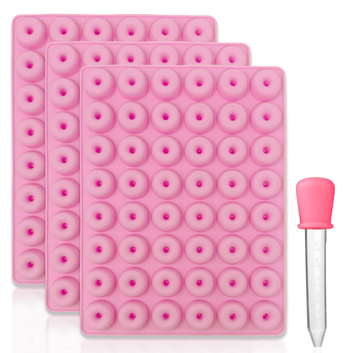 3x Silikon Mini Donutbackform Backform inkl. Pipette geeignet für Hundeleckerlis Hundekekse Süßigkeiten etc