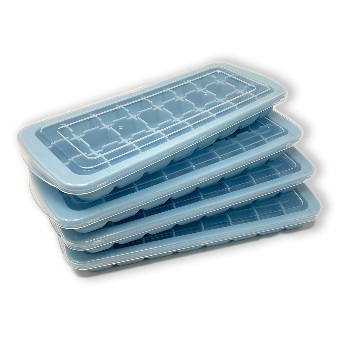 4x Silikon Eiswürfelform mit Deckel Eiswürfel Quadrat Eis Würfel Pastellblau