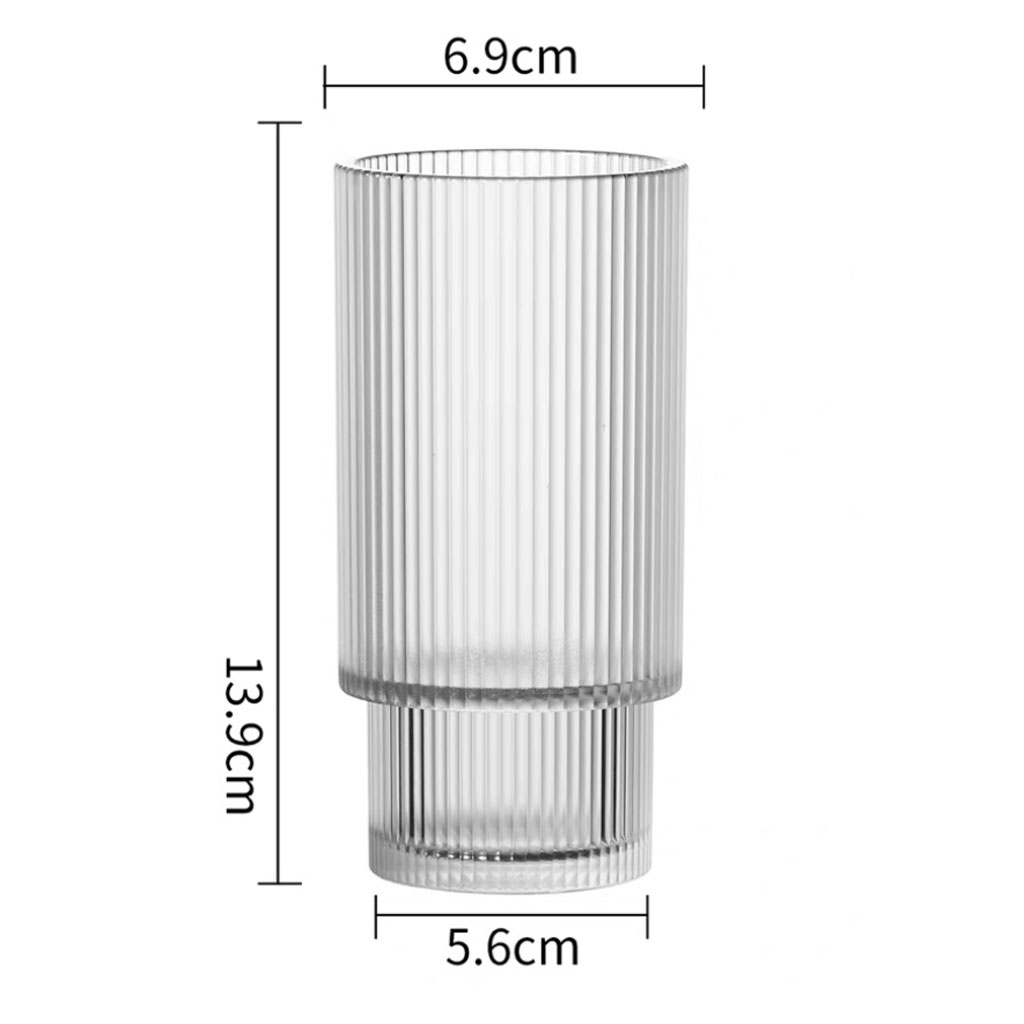 4er Set Geriffelte Trinkgläser 320ml inkl. Glashalme und Reinigungsbürstchen