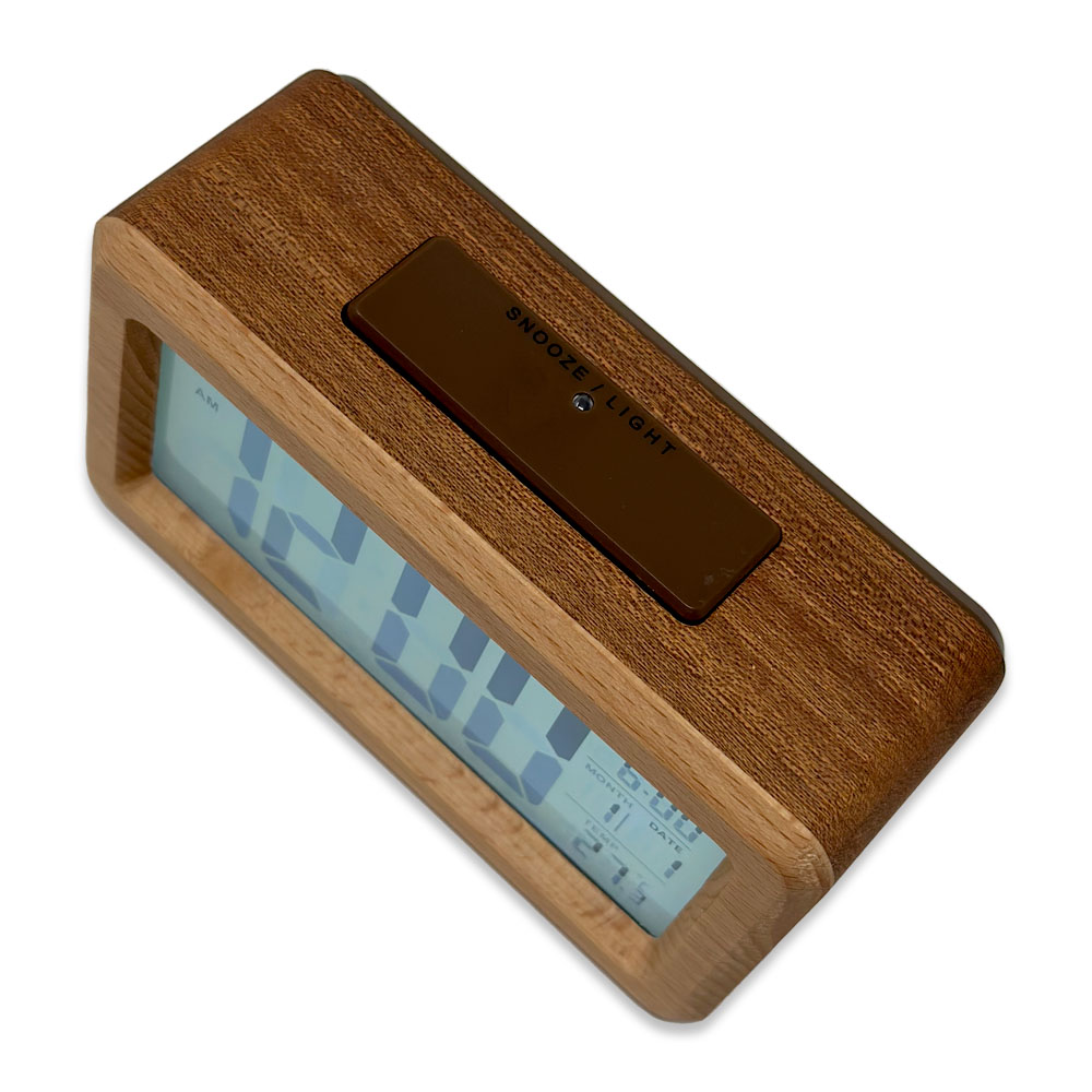 LCD Holz Wecker Digital Alarmwecker Uhr Beleuchtet Schlummerfunktion Zweifarbig