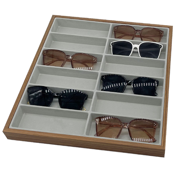 12 Brillen Holz Vorlagebrett Brillenpräsentation Brillenbox Brillenaufbewahrung Dunkelbraun
