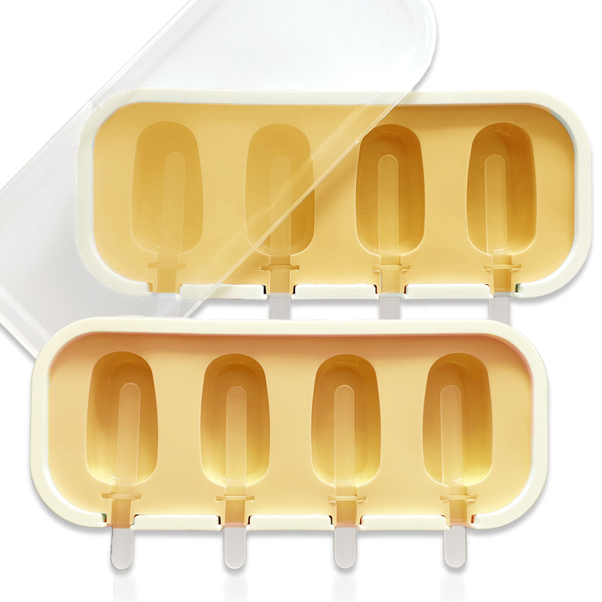 2er Set Silikon Mini Stieleisform Stabeisform Eisform Eis am Stiel inkl. 12x Stiele