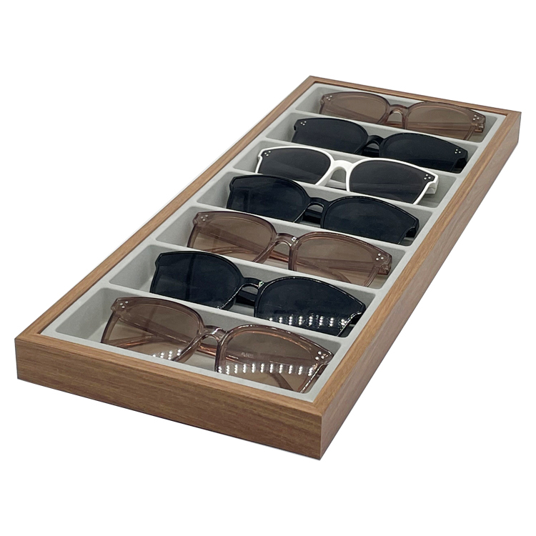 Holz Vorlagebrett für 7 Brillen Dunkelbraun