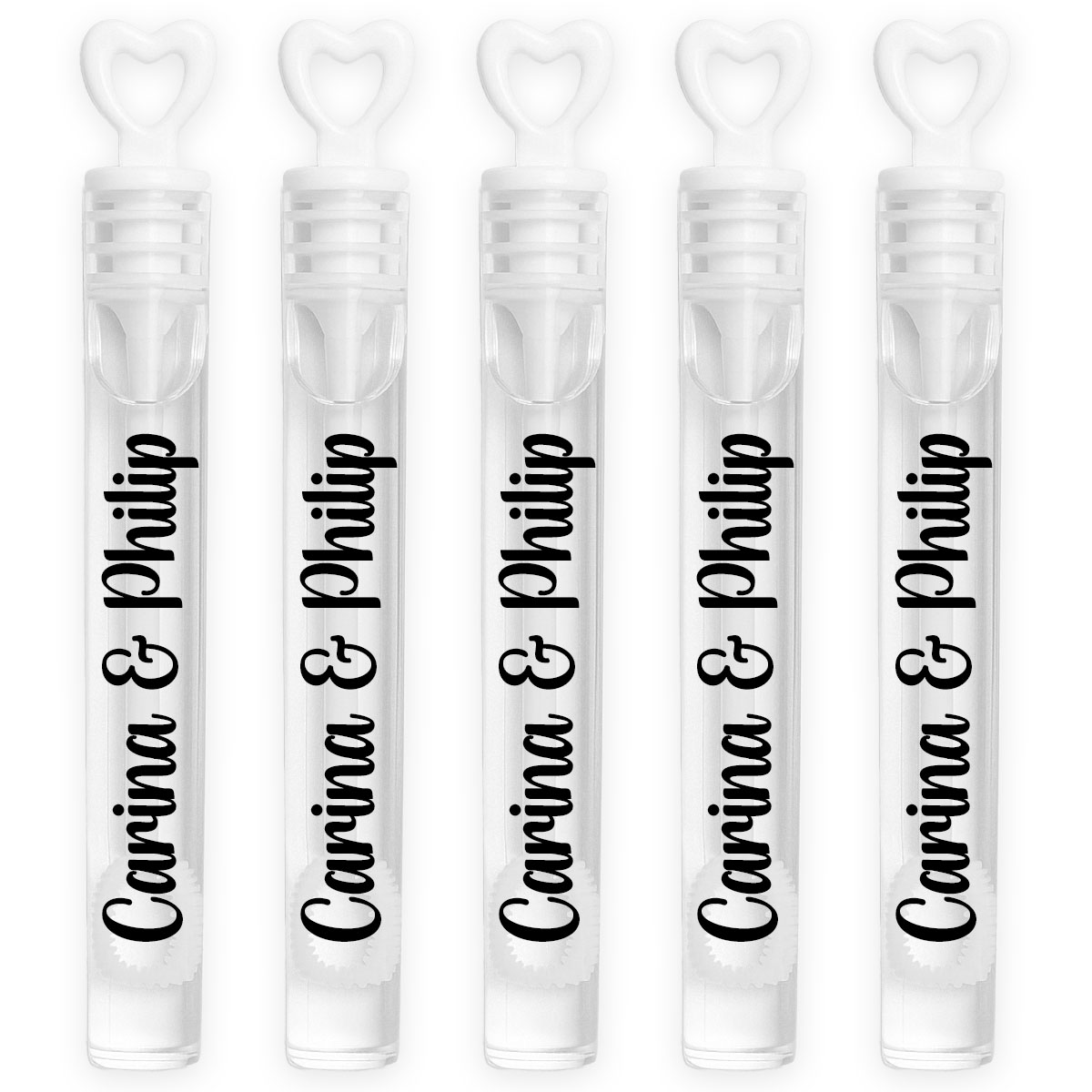 10x personalisierte Herz Seifenblasen Röhrchen für die Hochzeit, JGA, Standesamt, etc.