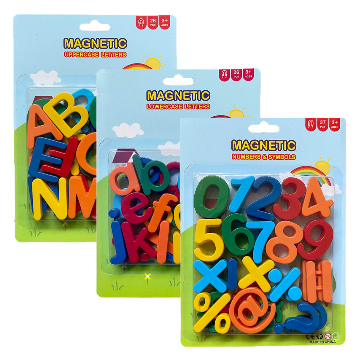 Magnet Buchstaben Zahlen Symbole ABC Alphabet Kinder Magnettafel Lernspielzeug  Set (große und kleine Buchstaben + Zahlen und Symbole)