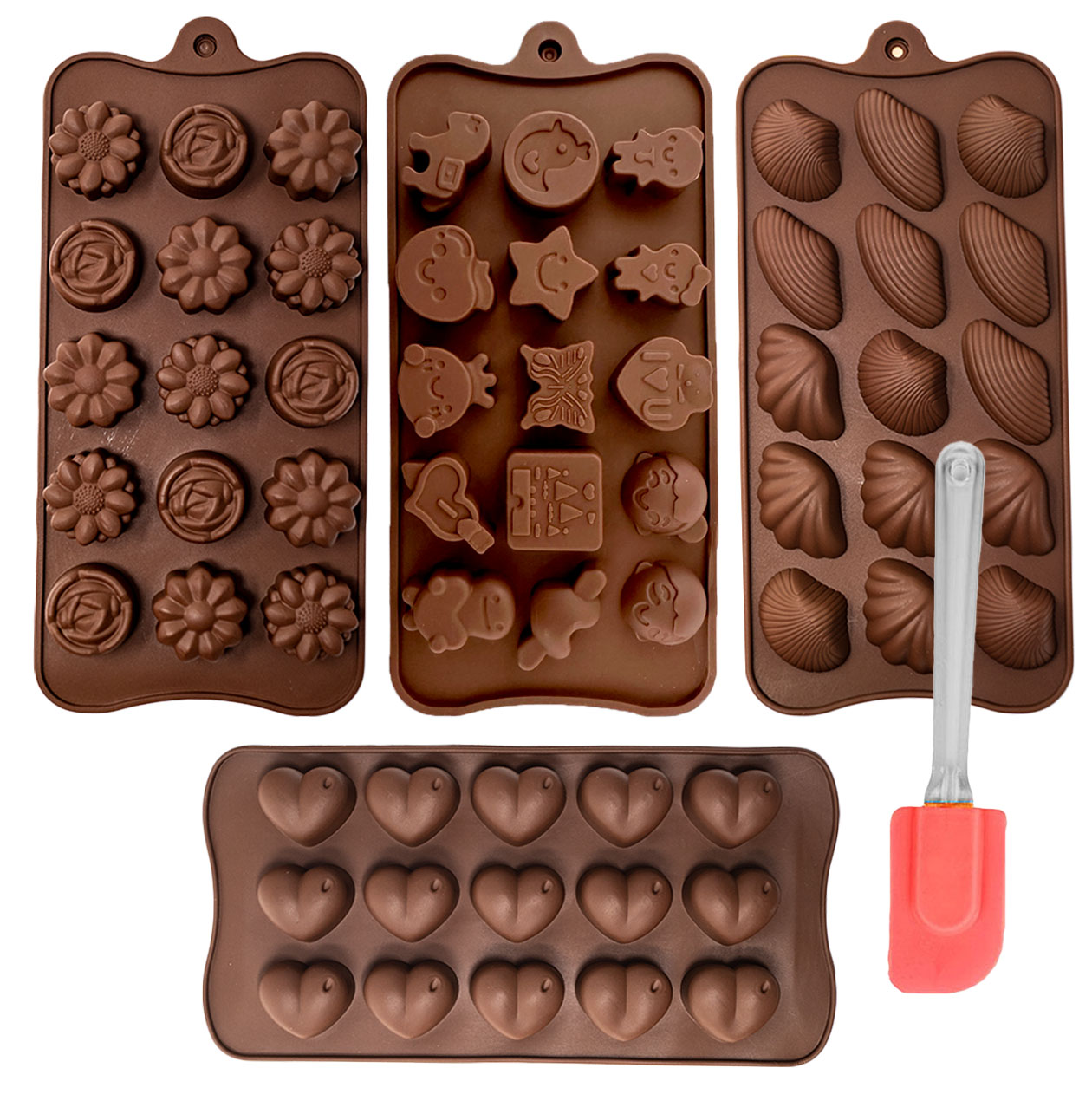 5er Set Silikon Backformen Pralinenform Schokoladenform Eiswürfelform Förmchen