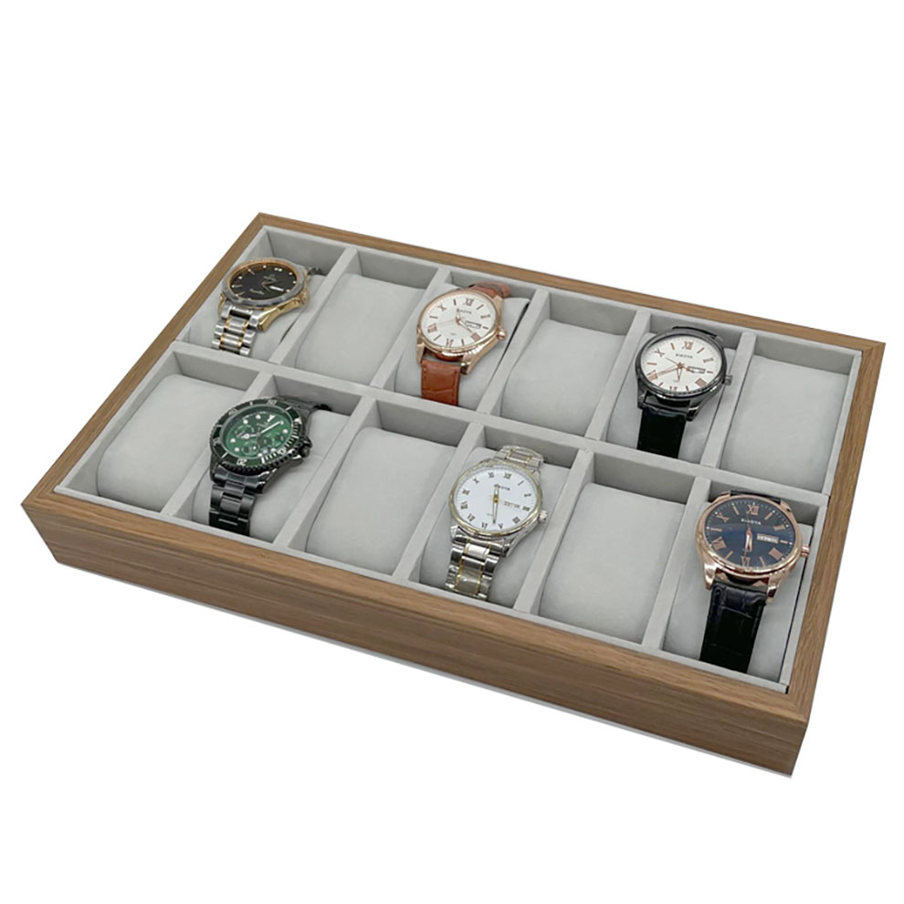 Holz Vorlagebrett für 12 Uhren (2x6) Uhrenbox Uhrenkoffer Uhrenpräsentation