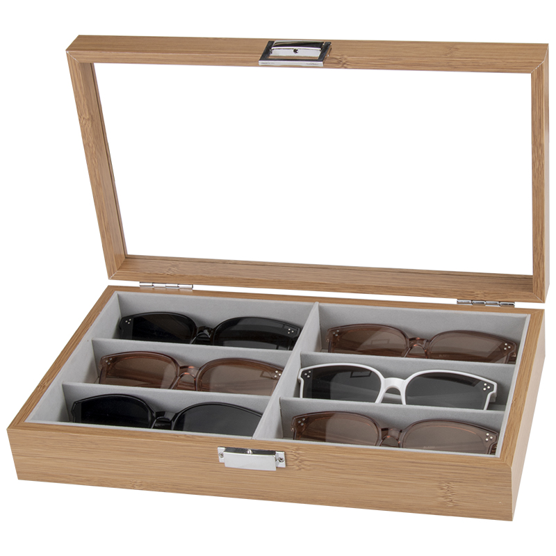 Cipliko Brillenablage für Schublade, Sonnenbrillen-Organizer aus Holz mit  6 Rastern